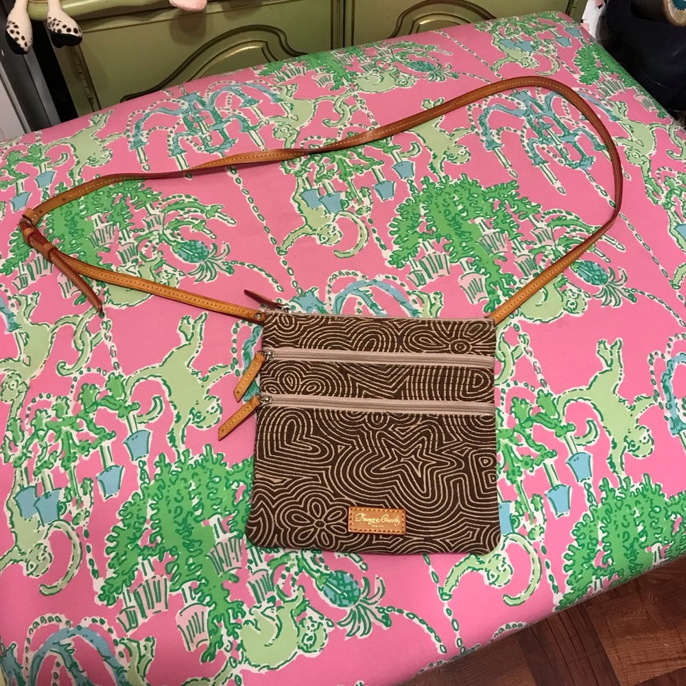 Dooney & Bourke scribble doodle North/South Triple ZIP Crossbody